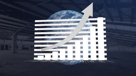 animation of globe and statistics processing and warehouse