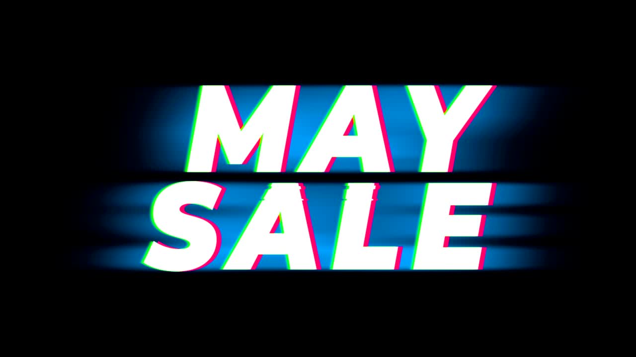 메이 세일 텍스트 빈티지 글리치 효과 프로모션