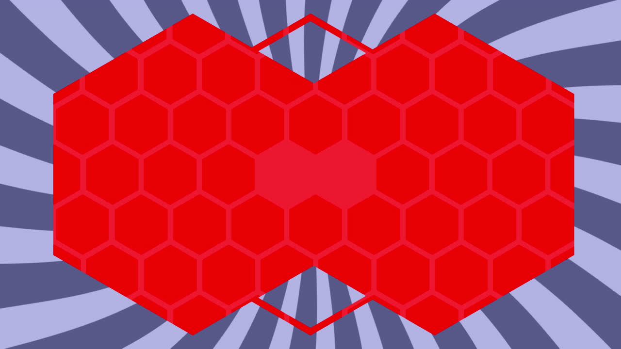 fondo giratorio de rayas grises y blancas con formas rojas