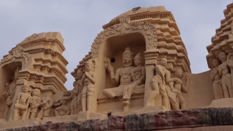 pan view of gopuram dravidian architecture of virupaksha temple at hampi