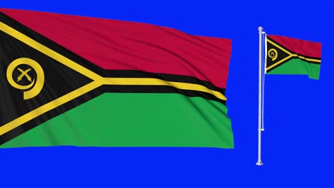 pantalla verde vanuatu dos banderas ondeando en el viento vatu estandarte animación 4k 3d clave de croma