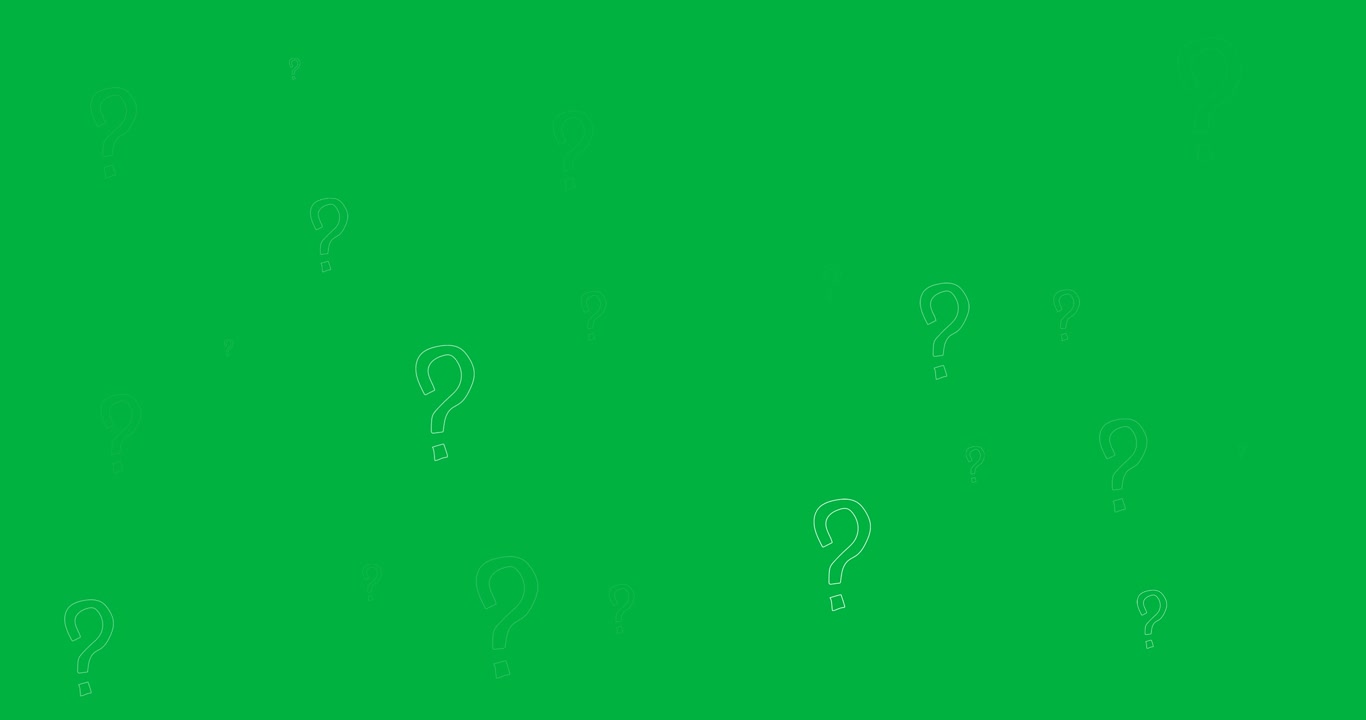 Digital animation of multiple question mark symbols against white background