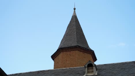 beautiful architectural tower on top of a renovated modern church house in southern france