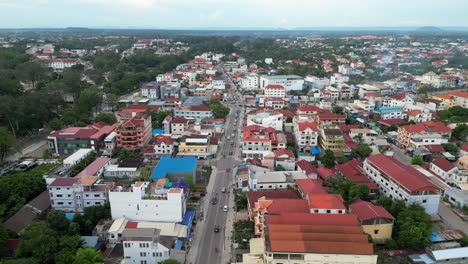 buildings and streets in siem reap cambodia tracking right