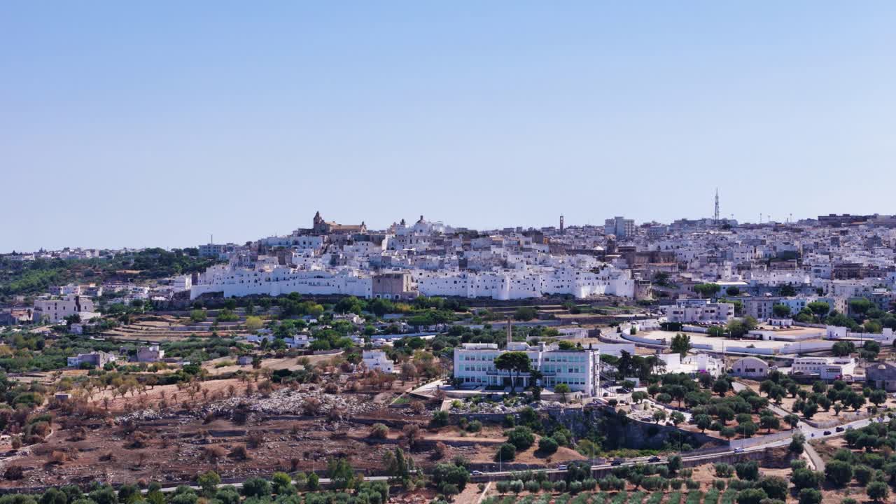 Majestic city of Ostuni in Italy, aerial drone view