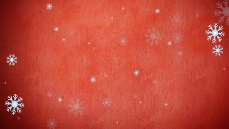 animation of snowflakes falling over red background