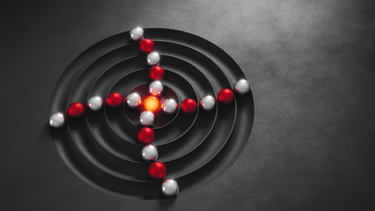 Abstract Scientific Animation of Nucleus and Orbiting Electrons