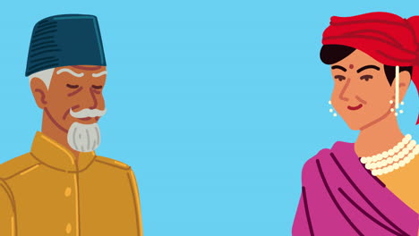 cultura india anciano y mujer personajes