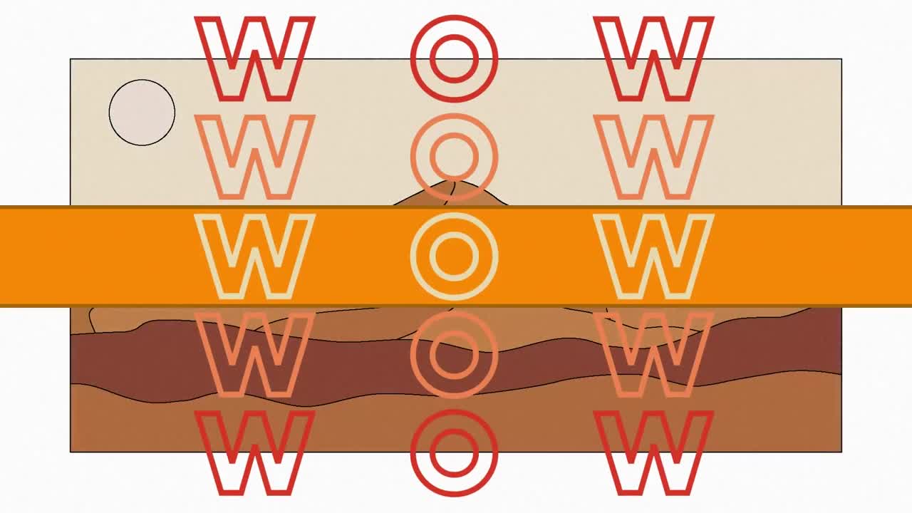 animación de texto wow sobre fondo blanco