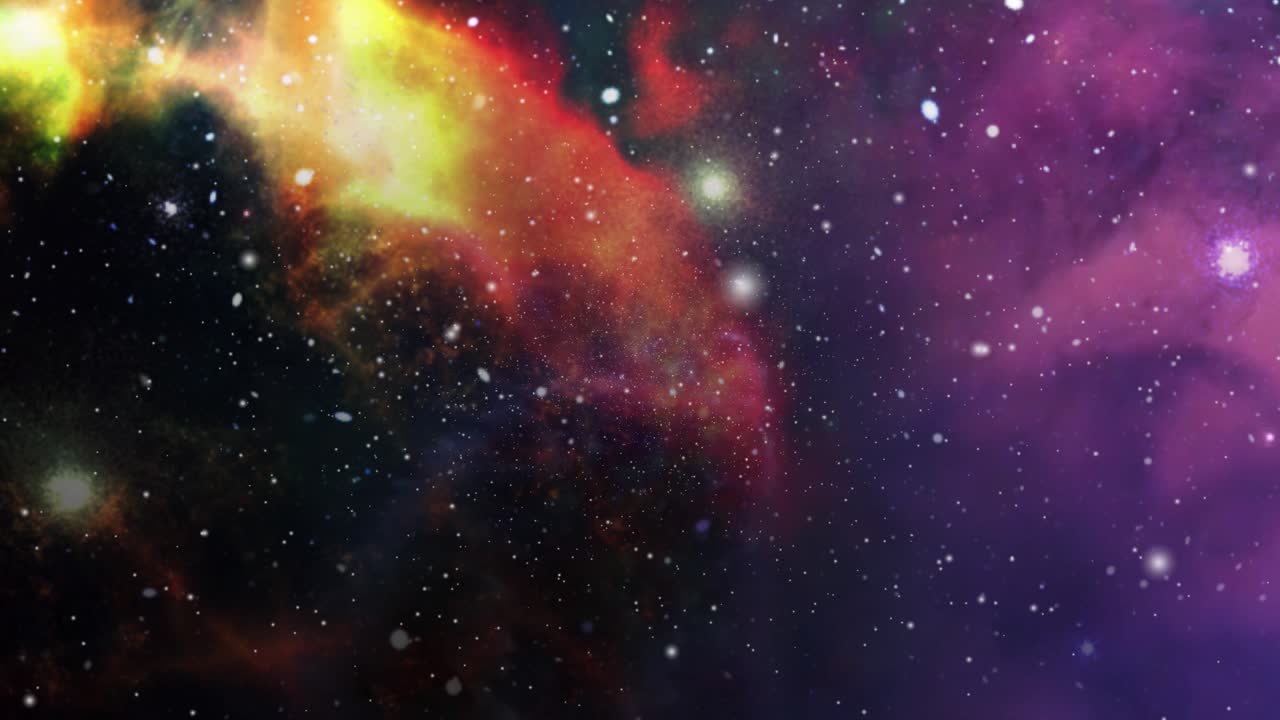 Multicolored nebula clouds move slowly in the void universe, space