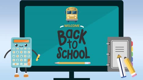 Animation-of-back-to-school-text-on-blue-background