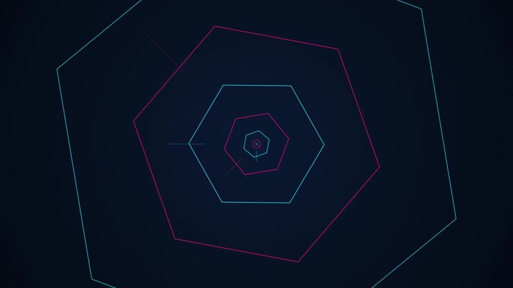 Abstract Motion Background with Pulsing Neon Hexagons