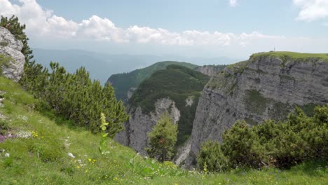 view from mount roen towards mount schwarzer kopf and mount bocca di val calana, trentino, italy