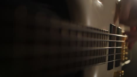 slowmotion shot of bass string vibration.