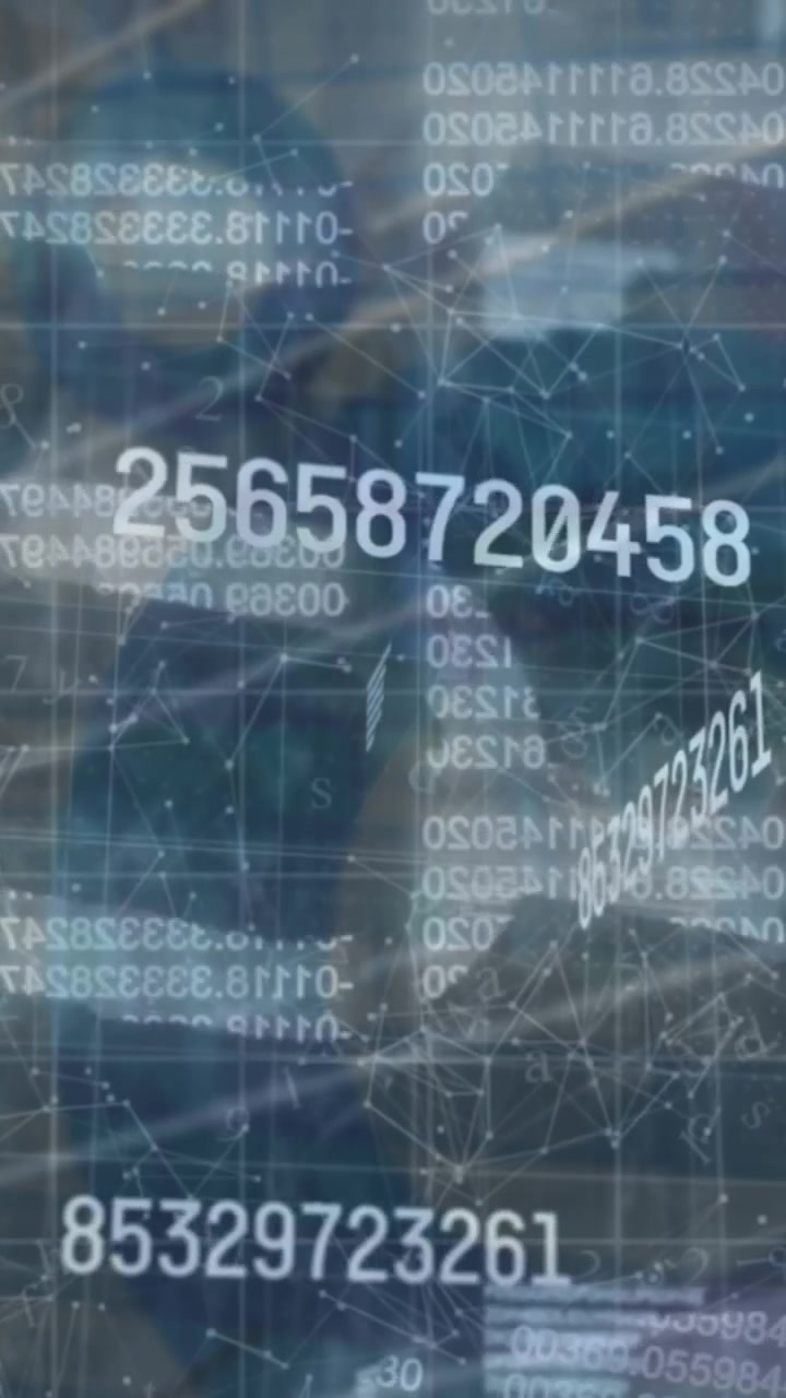 Abstract Digital Background with Scrolling Numbers and Plexus Network