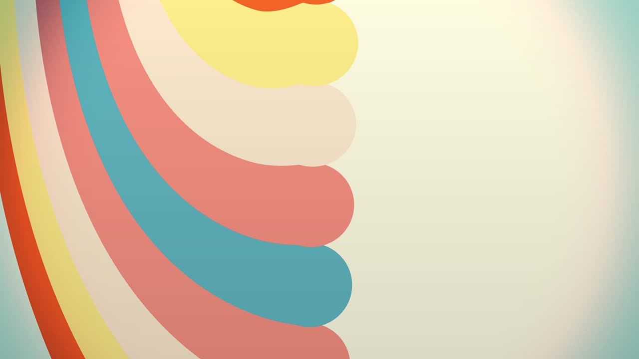 화려한 색의 스트럼과 함께 회전하는 다채로운 페인트 곡선, 원활한 루프