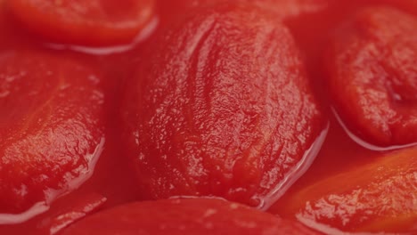 close-up view of canned tomatoes