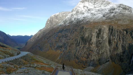 Trollstigen-is-a-serpentine-mountain-road-and-pass-in-Rauma-Municipality,-Møre-og-Romsdal-county,-Norway