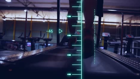 animación del procesamiento de datos sobre el hombre caucásico en el gimnasio