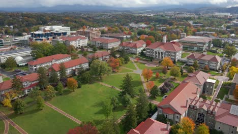 drone shot over a sunny day at jmu