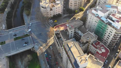 Drone-shot,-tilting-up-to-a-view-of-Palma-De-Mallorca