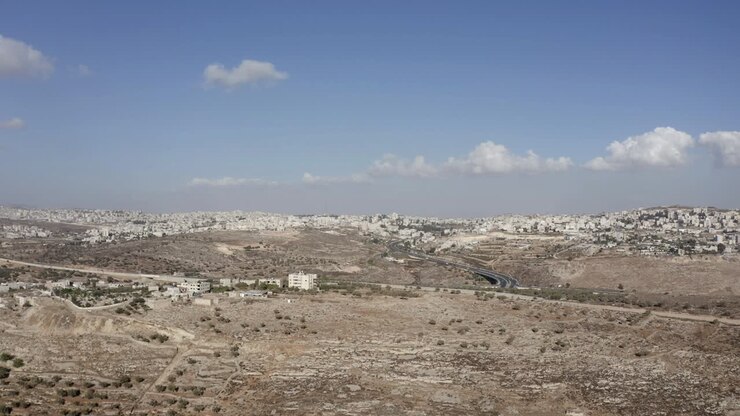 Quartiere palestinese di Beit Hanina, vista aerea di Gerusalemme