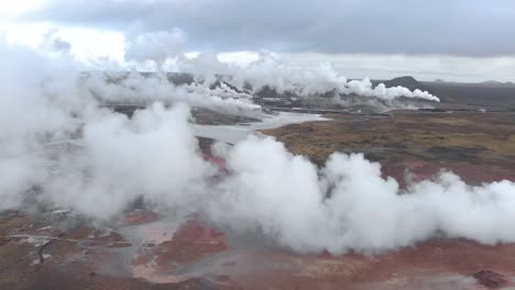 static aerial shot of a geothermal power station