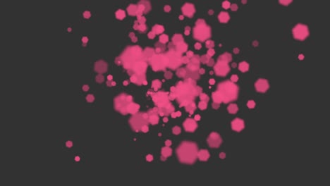 volar brillantes rojos y partículas que caen en el fondo brillante
