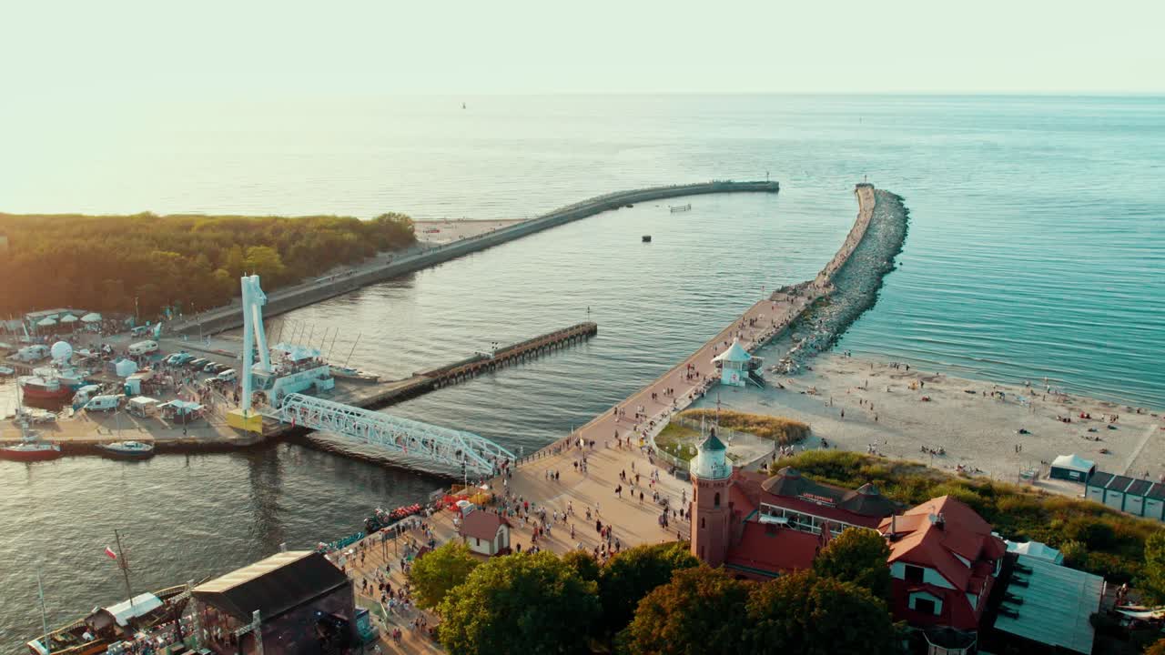 Aerial view of Sopot pier and coastline