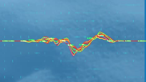 animation of financial data processing against textured blue background