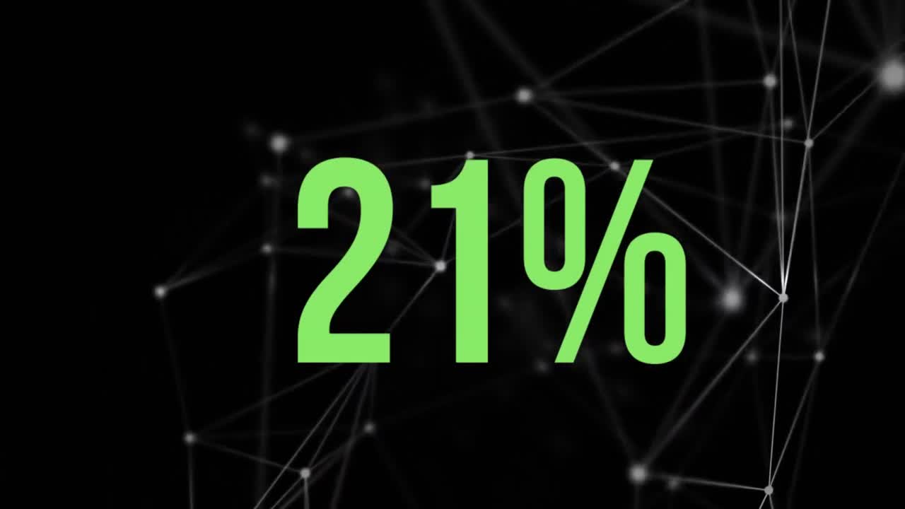 porcentaje creciente de verde en negro con líneas blancas conectadas