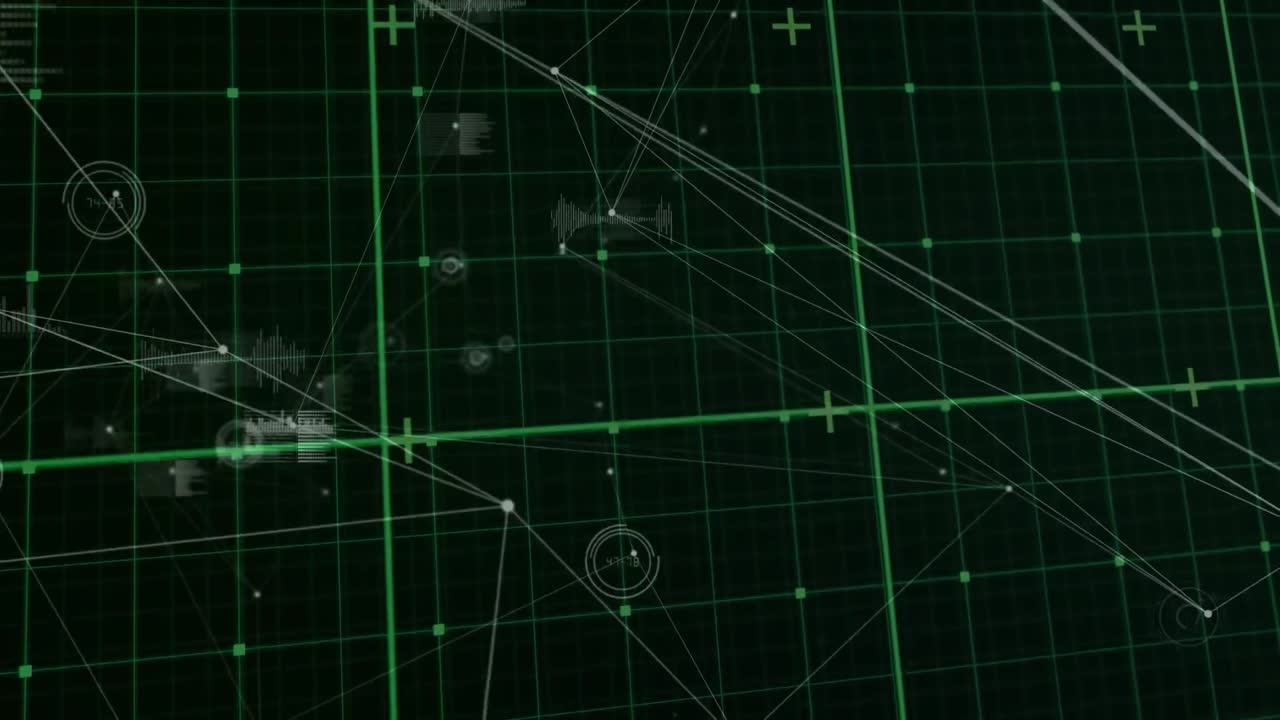 animación de la red de conexiones y procesamiento de datos diversos en el espacio digital