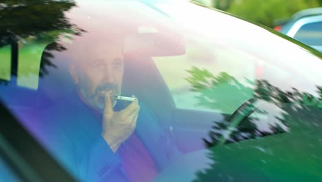 businessman talking on mobile phone in a car 4k