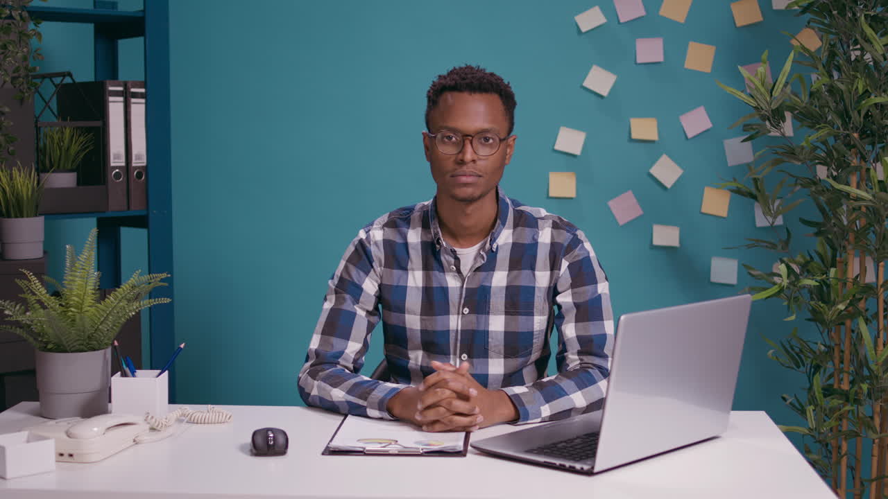 POV of businessman using online teleconference meeting