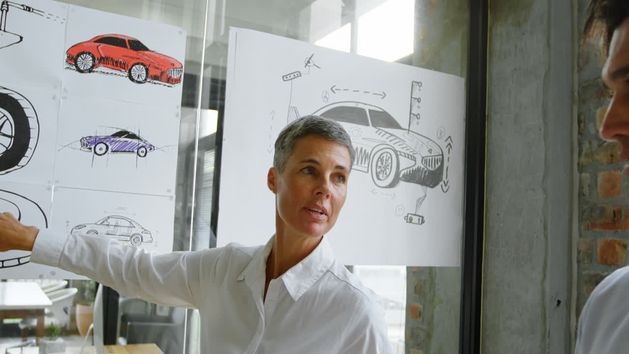 diseñadores de automóviles discutiendo sobre el diseño de automóviles 4k