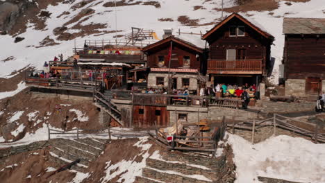 beautiful aerial of small swiss town. filmed in zermatt, switzerland