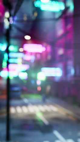 luces de neón borrosas en una ciudad cyberpunk por la noche