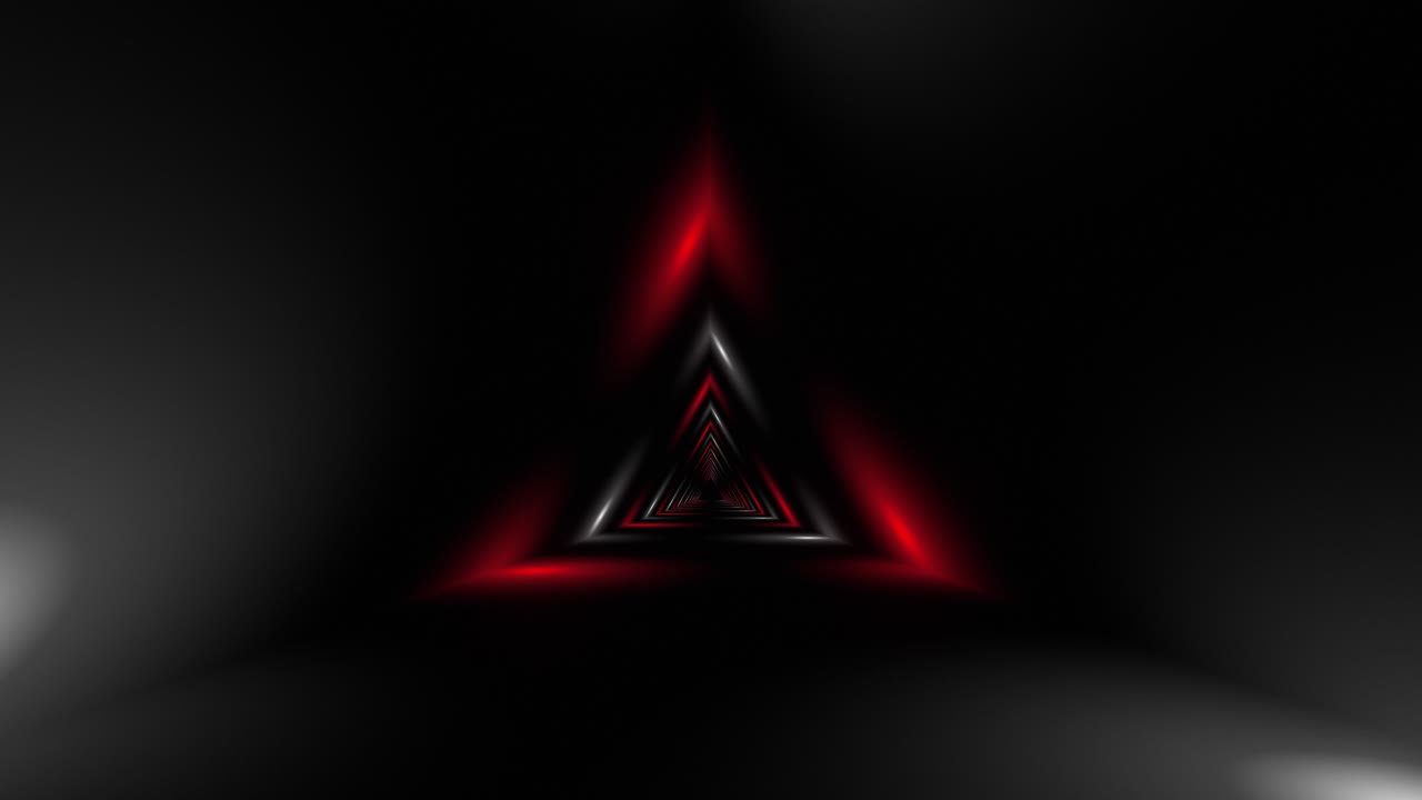 Abstract Triangle Tunnel with Red Glowing Lights