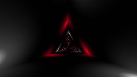 abstract triangle tunnel with red glowing lights
