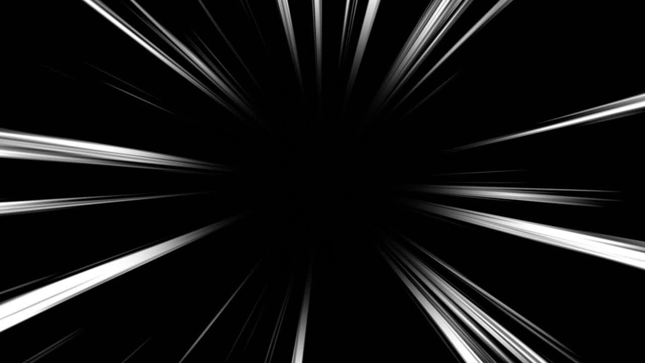 黒い背景に躍動的な白いスピード線のアニメーション