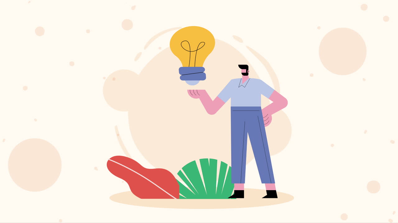 joven con animación de bombilla