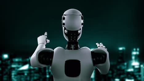 la tecnología financiera del futuro controlada por un robot humanoide utiliza el aprendizaje automático
