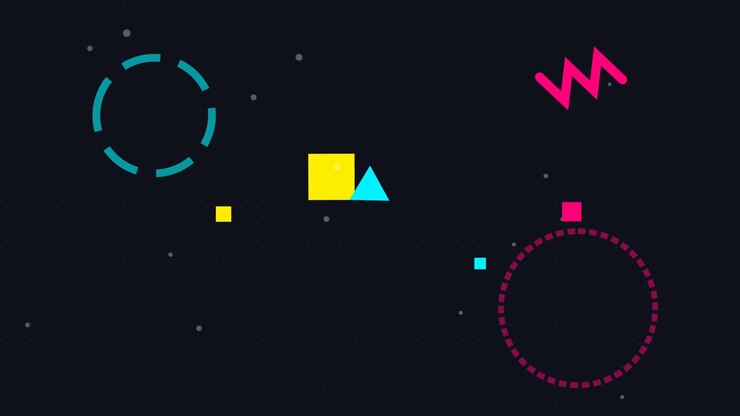 Abstract Motion Graphics with Floating Geometric Shapes