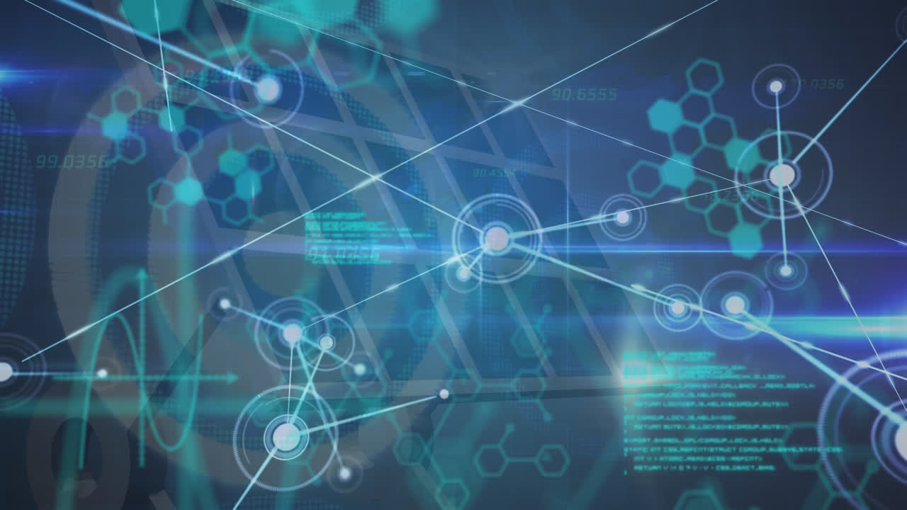 태양 전지 패널과 과학 데이터를 통해 연결 네트워크의 애니메이션