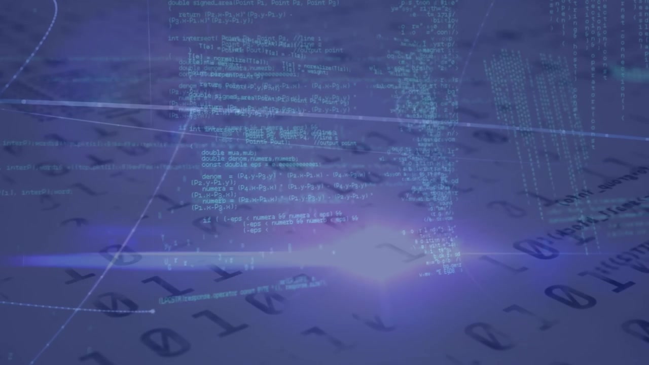 Animation of data processing and network of connections over sky