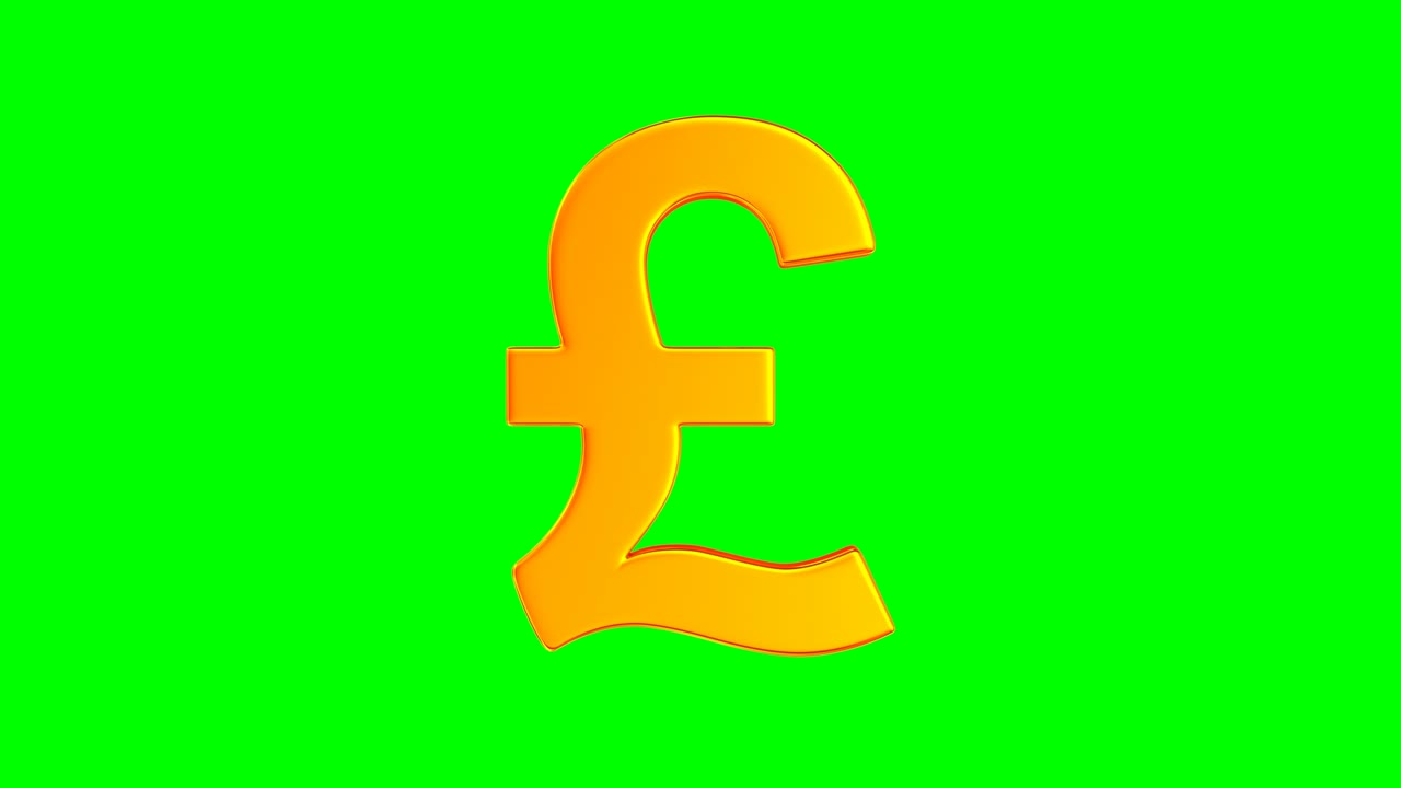 symbol British pound on green background. Isolated 3D illustration