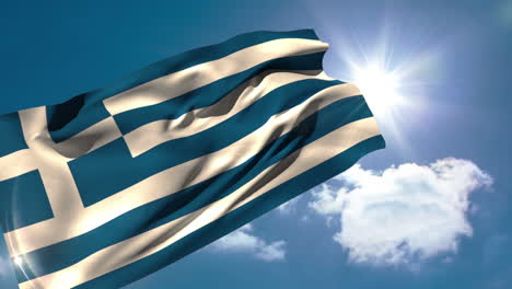 greek national flag blowing in the breeze