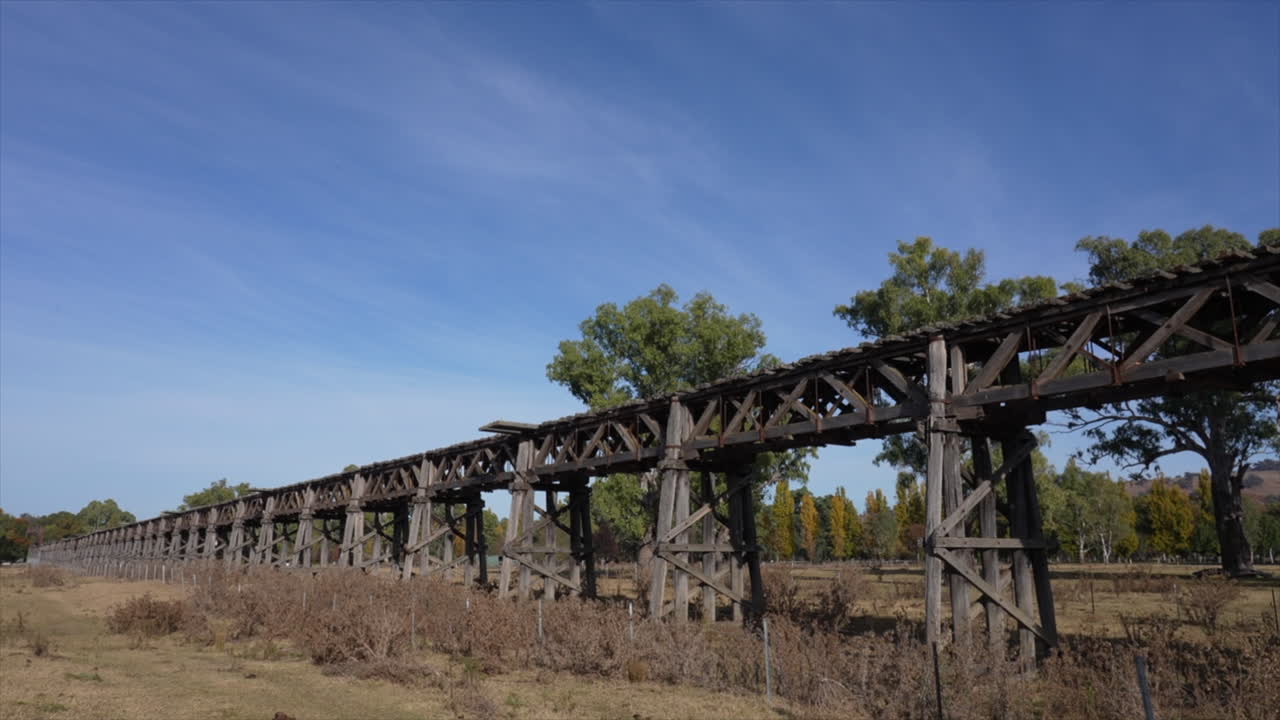Large section of historic Prince Alfred bridge viaduct in Gundagai , New South Wales, Australia