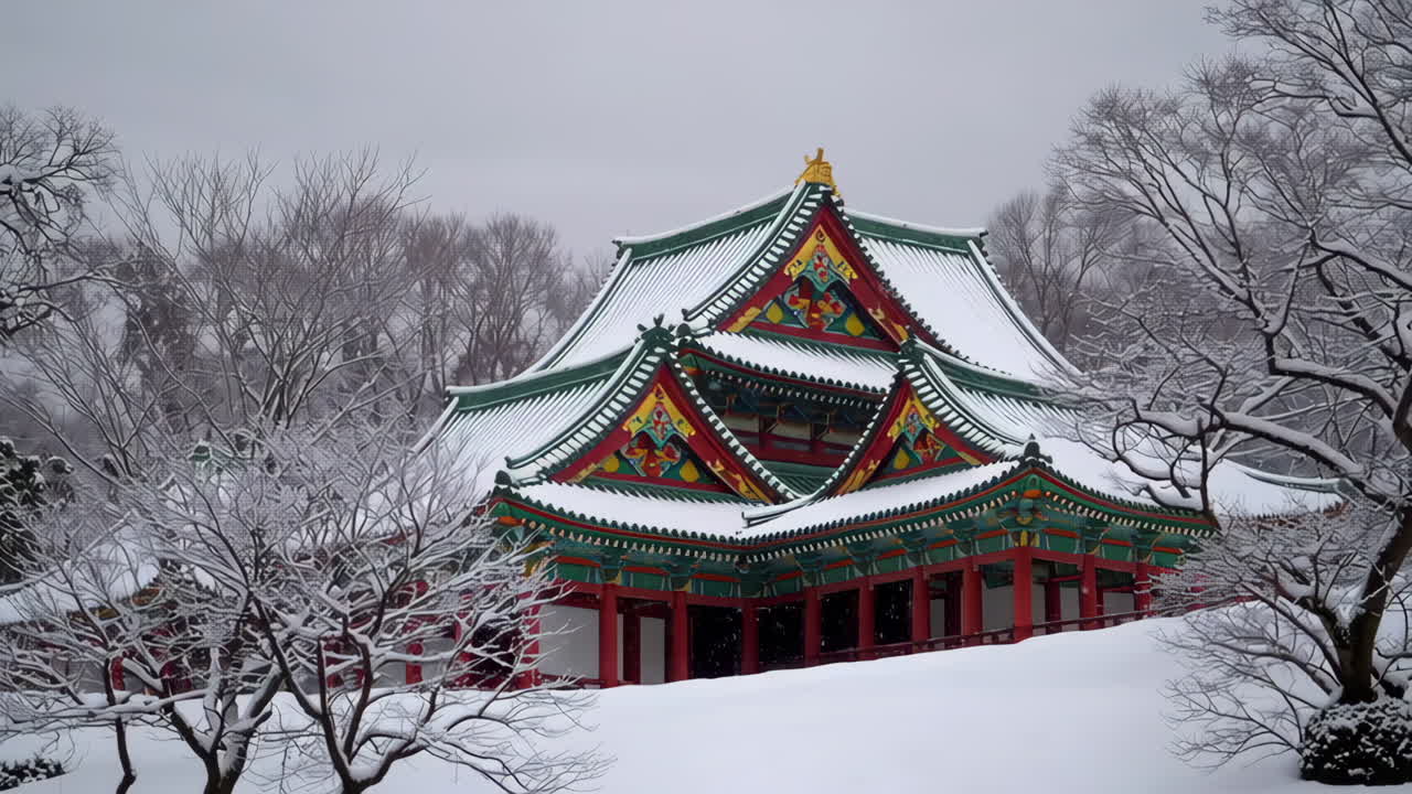 Snowy Japanese Temple