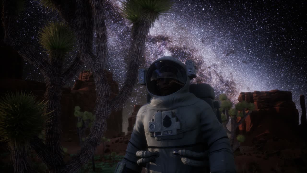 la formación de astronautas y estrellas de la vía láctea en el valle de la muerte